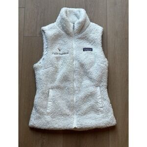 Patagonia Los Gatos‎ Vest Womens Size XS White Full Zip Deep Pile Fleece Logo